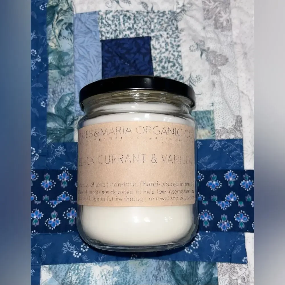 NEW! James & Maria Organic Co. Black Currant & Vanilla Scented Candle 16oz